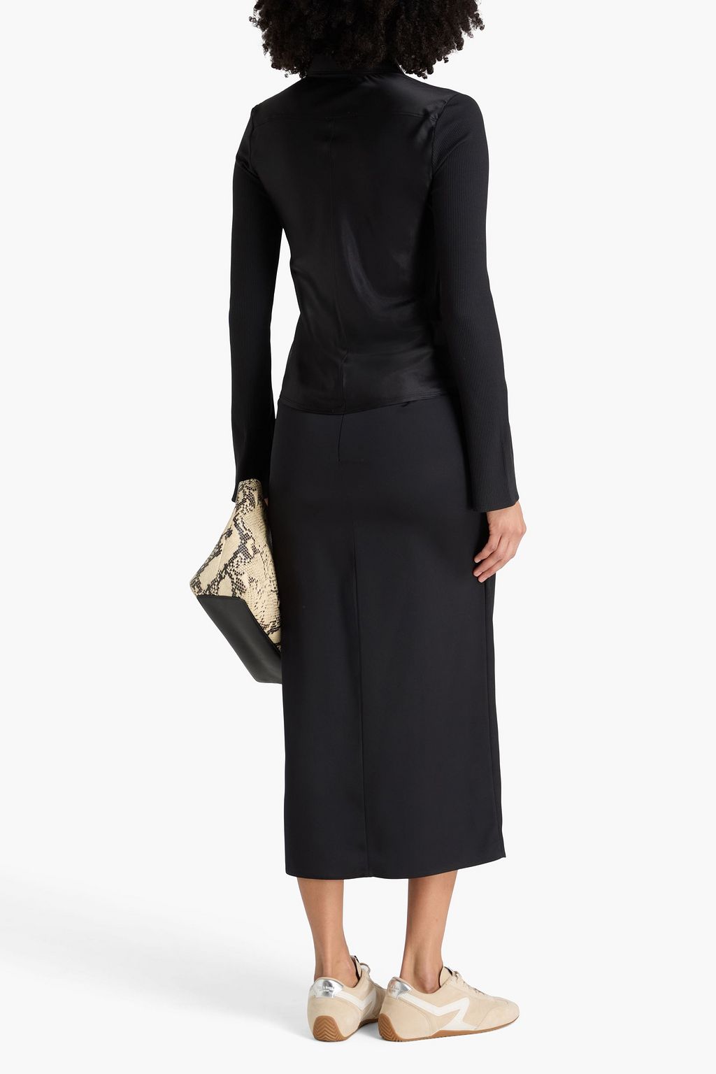 RAG & BONE Satin-paneled ribbed jersey shirt