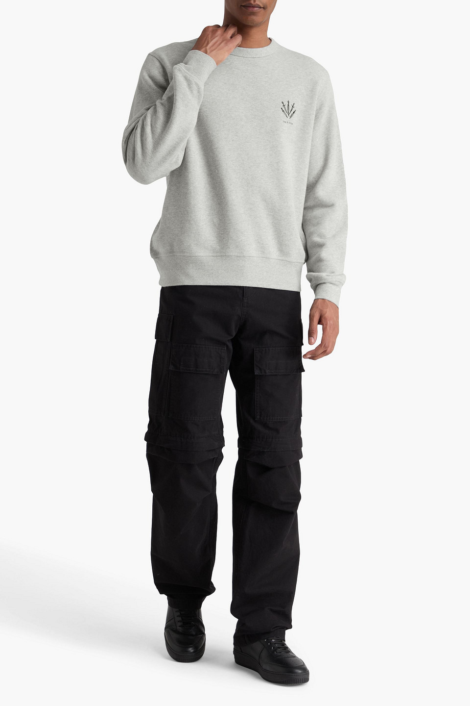  Rag & Bone - Sweatshirt „damon“ Aus Baumwollfrottee Mit Stickereien - Grau - S 
