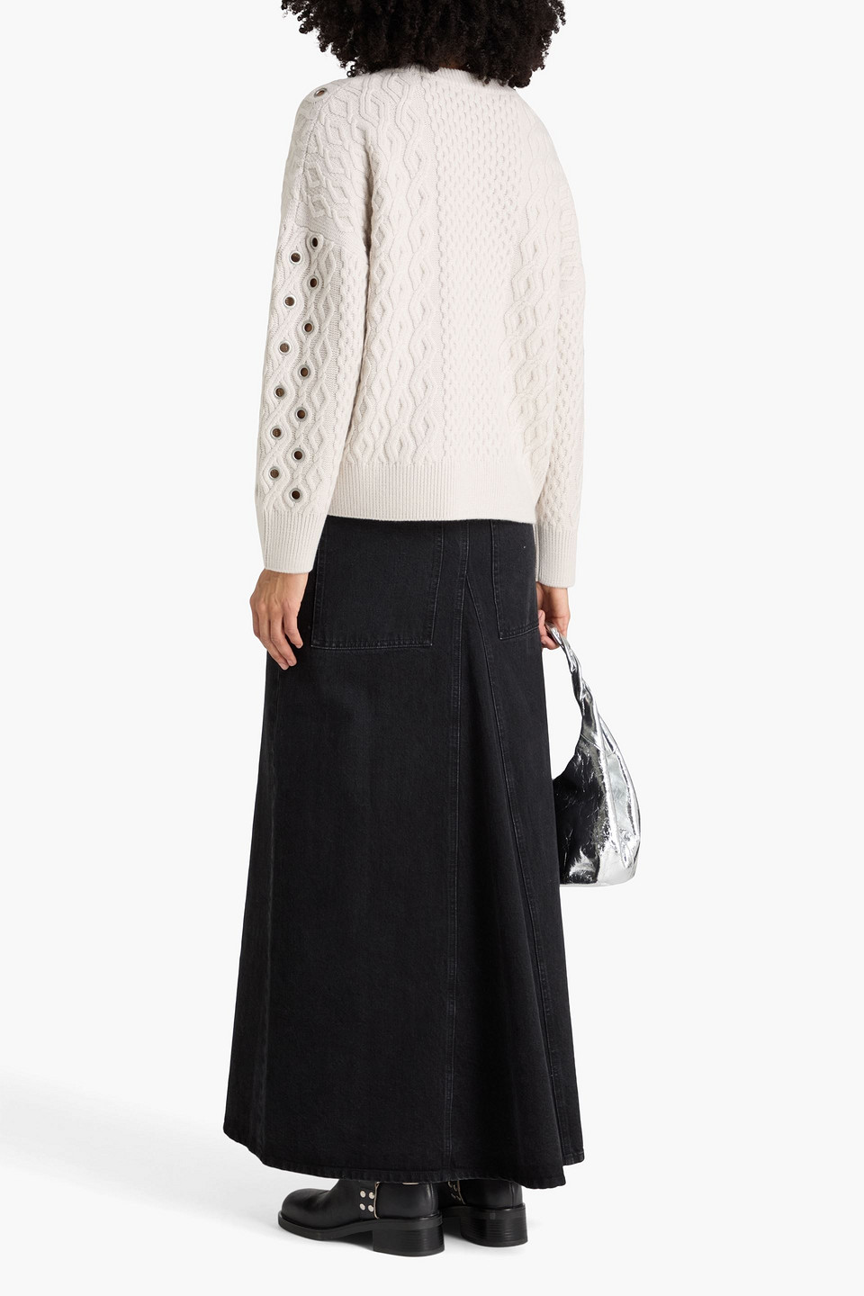  Rag & Bone - Pullover „kat“ Aus Merinowolle Mit Zopfstrickmuster Und ösenverzierung - Weiß - Xxs 