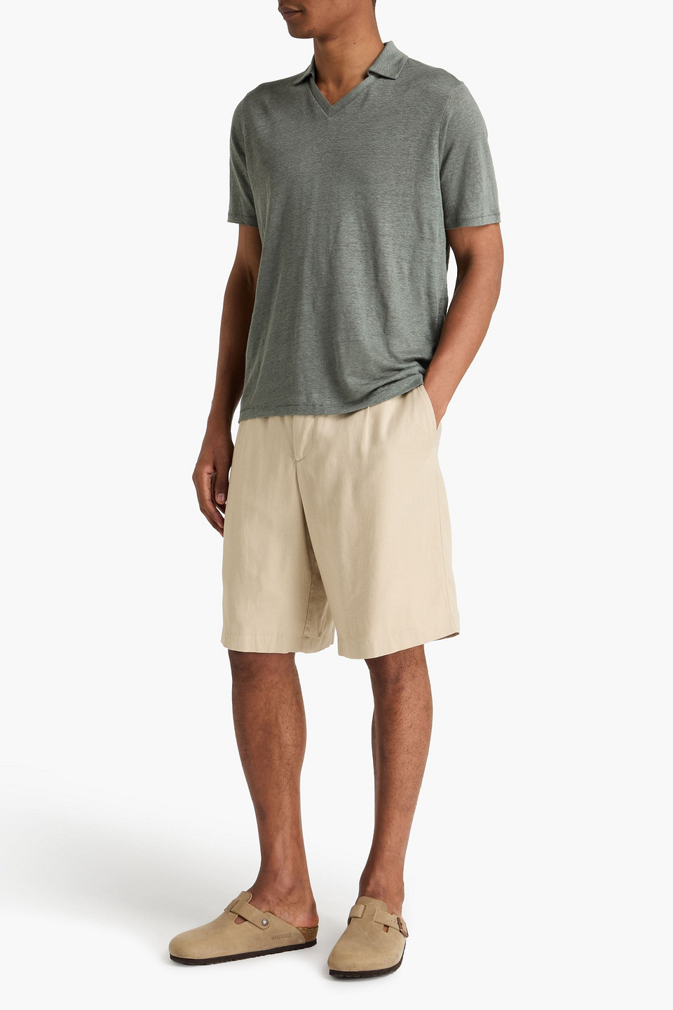  Rag & Bone - Poloshirt „johnny“ Aus Leinen - Grün - S 
