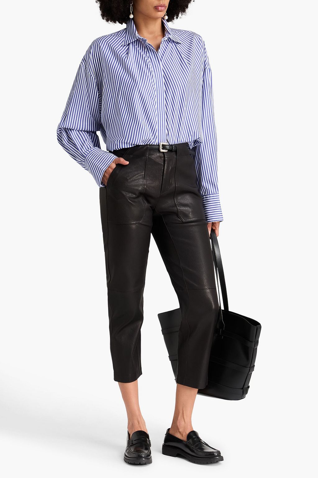 RAG & BONE Leyton cropped leather tapered pants