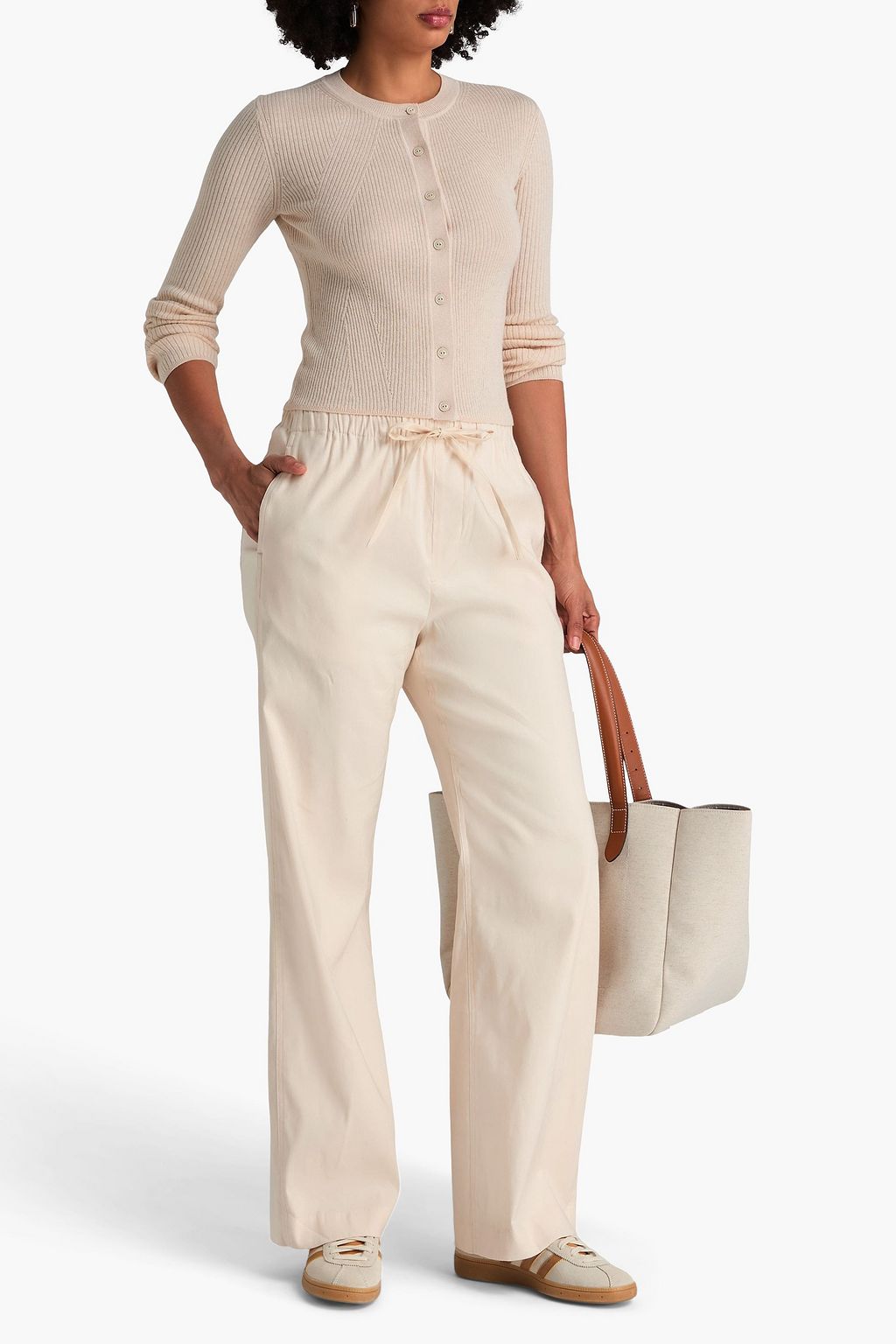 RAG & BONE كارديغان "إليانا" من مزيج من القطن المضلّع