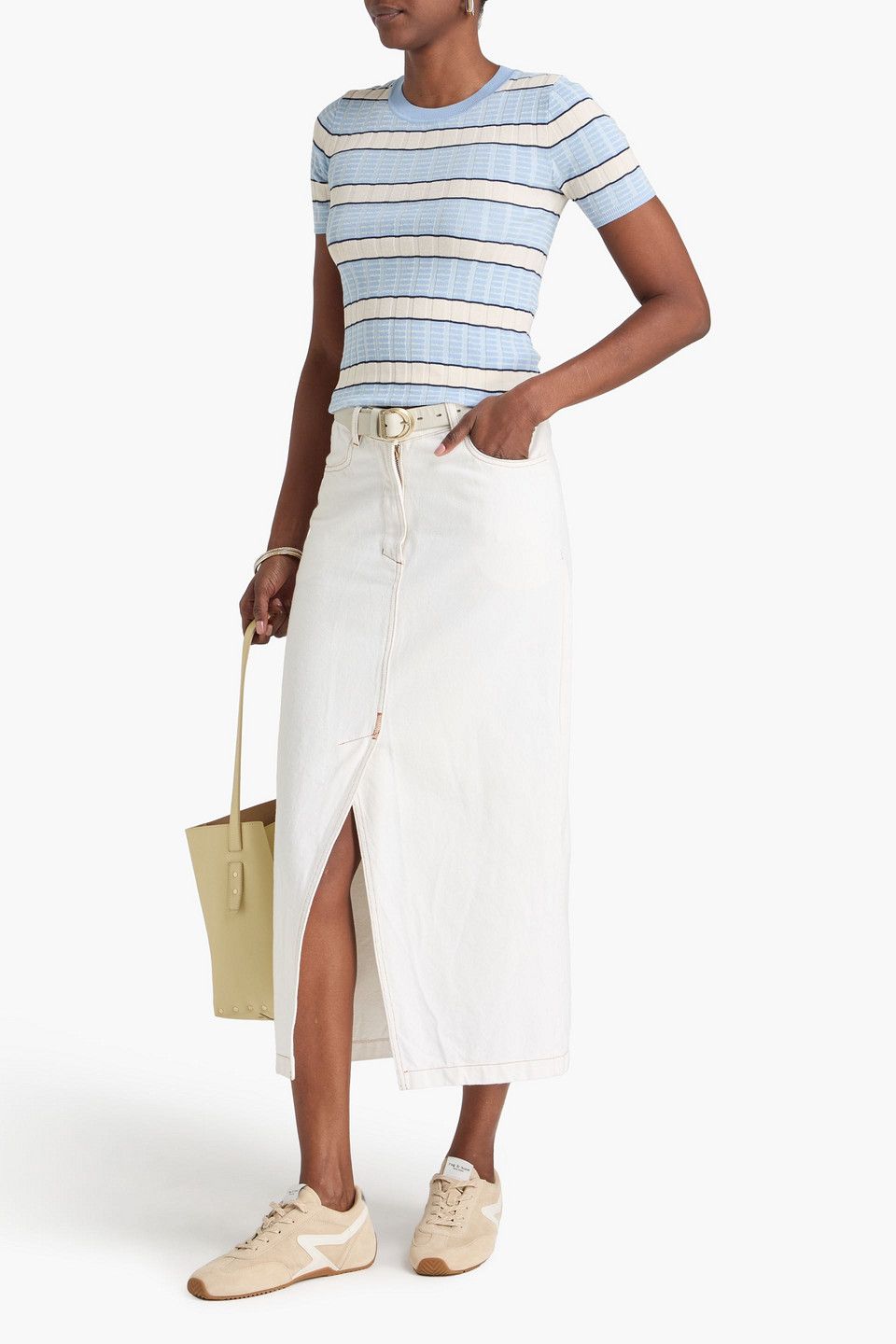  Rag & Bone - Eloise Striped Ribbed-knit Top - Blue - Xs 