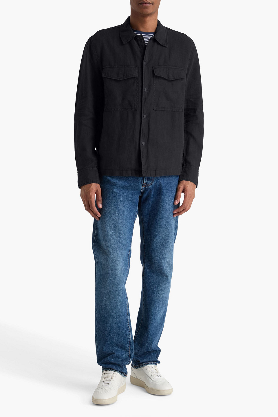  Rag & Bone - Angus Linen Overshirt - Black - L 