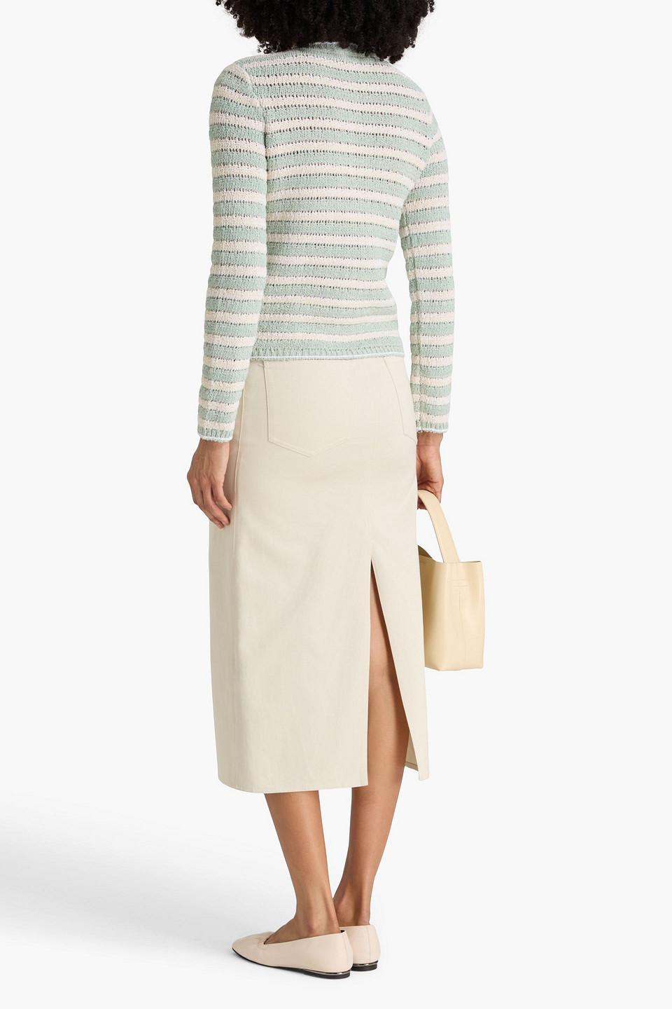  Rag & Bone - Gerippter Cardigan „jace“ Aus Einer Baumwollmischung Mit Streifen - Grün - Xs 