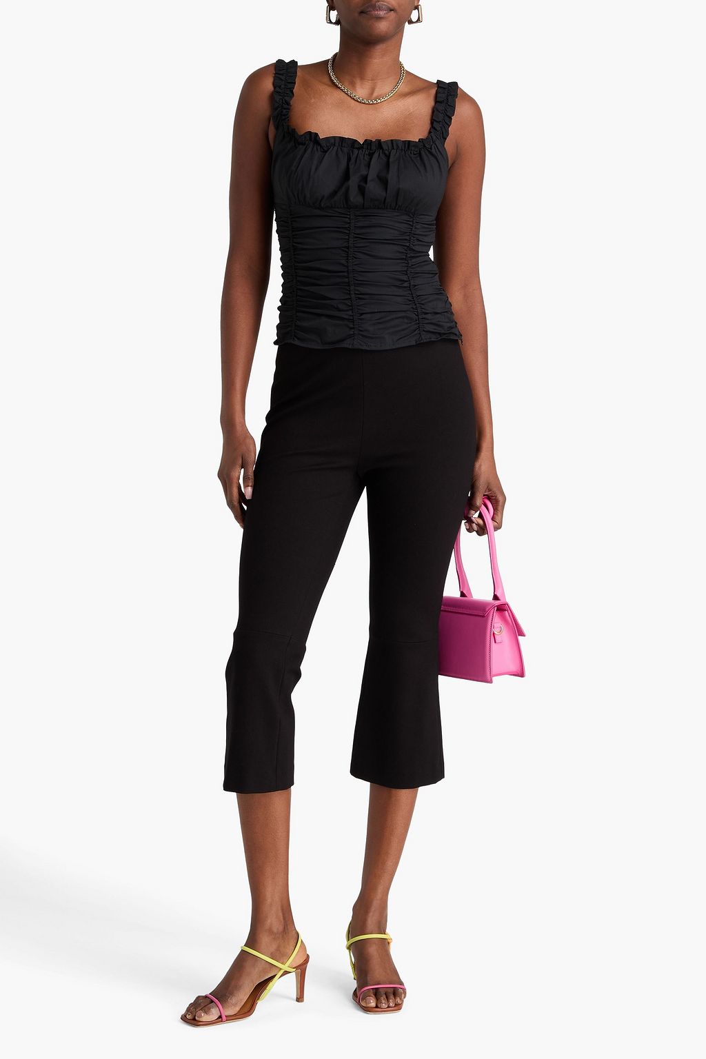 STAUD 러플 장식 코튼 혼방 탑