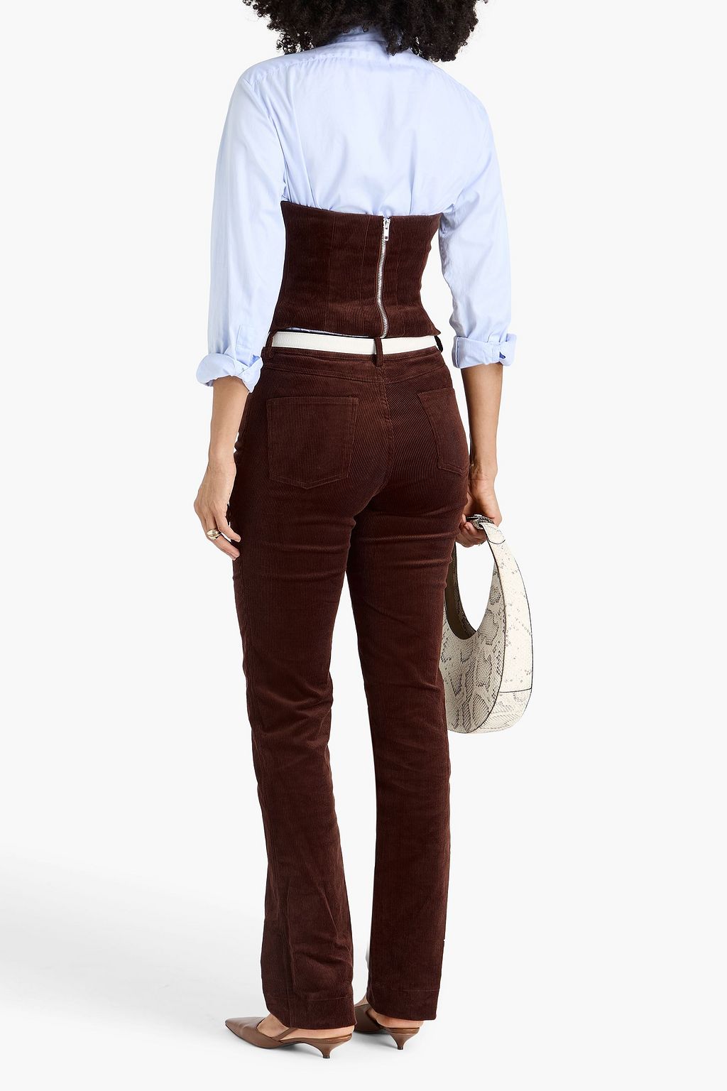 STAUD コットン混コーデュロイ テーパードパンツ