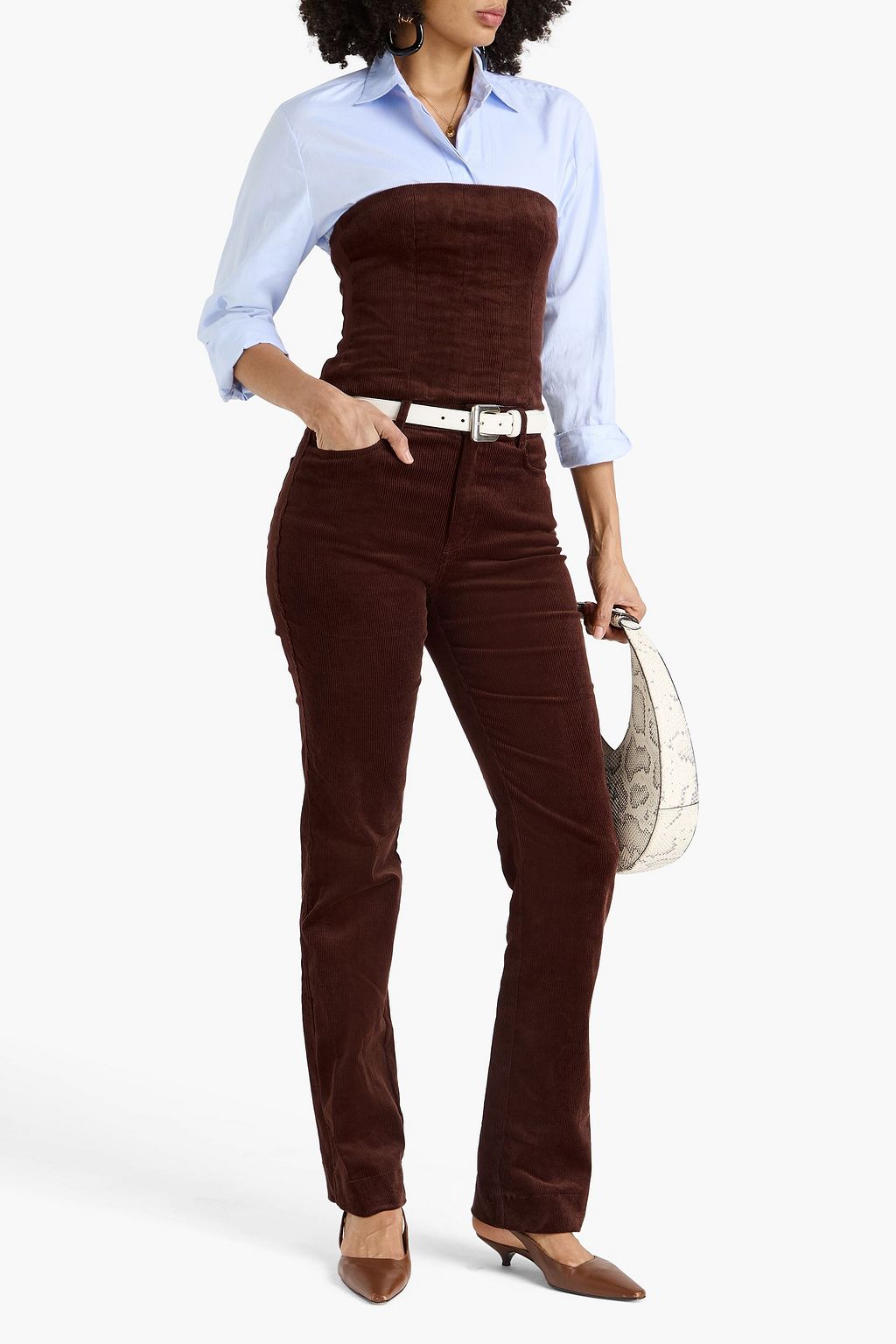 STAUD コットン混コーデュロイ テーパードパンツ