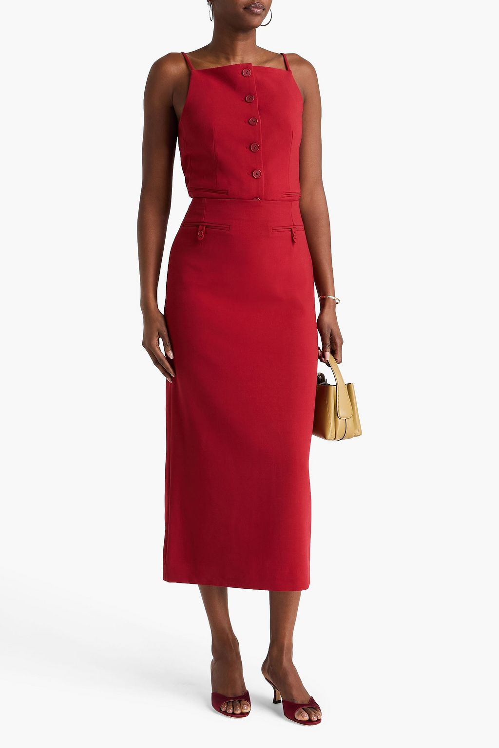 STAUD Smith twill midi pencil skirt