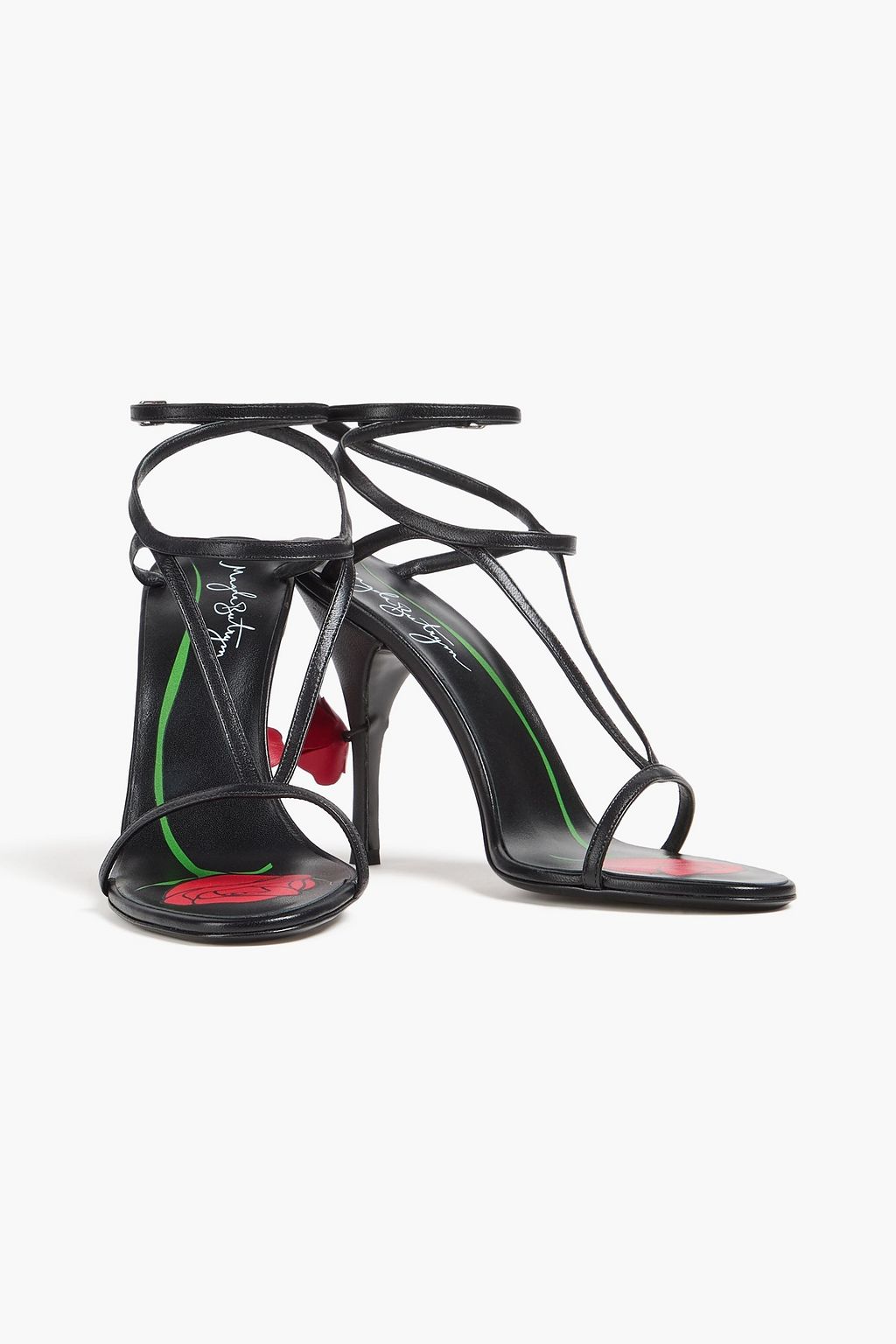 MAGDA BUTRYM Floral-appliquéd leather sandals