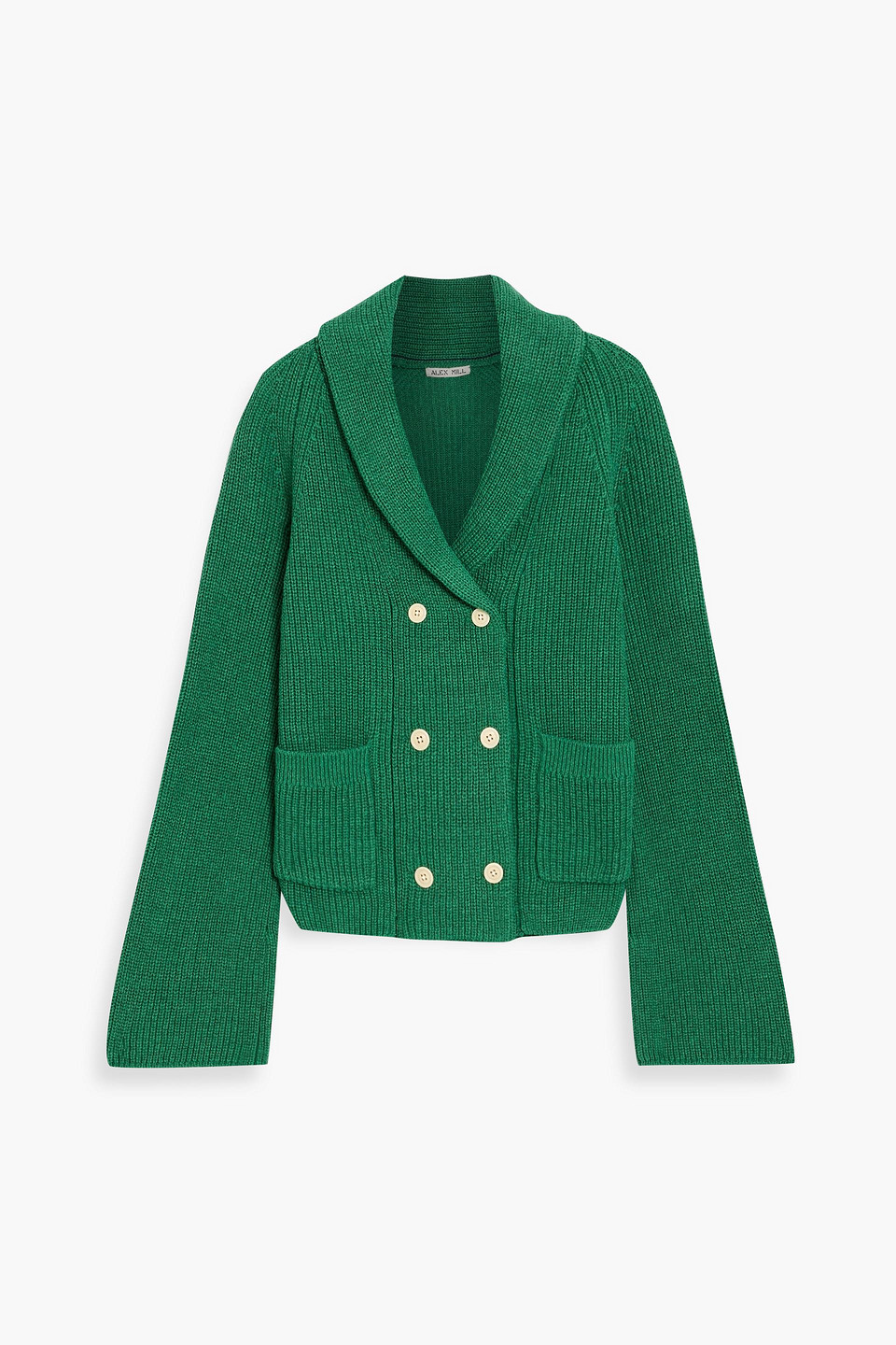 Alex Mill Marseille Double-breasted Ribbed-knit Cardigan In Green