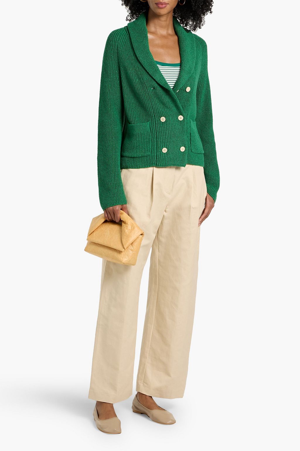 ALEX MILL Marseille double-breasted ribbed-knit cardigan
