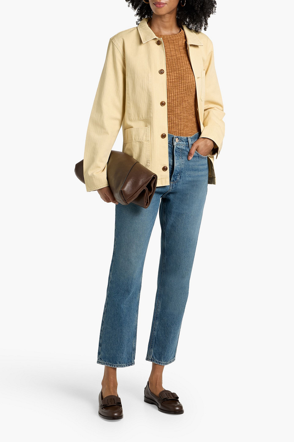 Alex Mill Britt Herringbone Cotton Jacket In Neutral