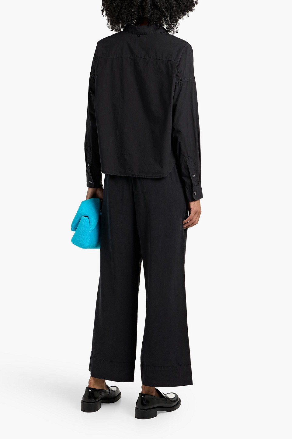 Alex Mill Gemma Cropped Cotton-poplin Shirt In Black