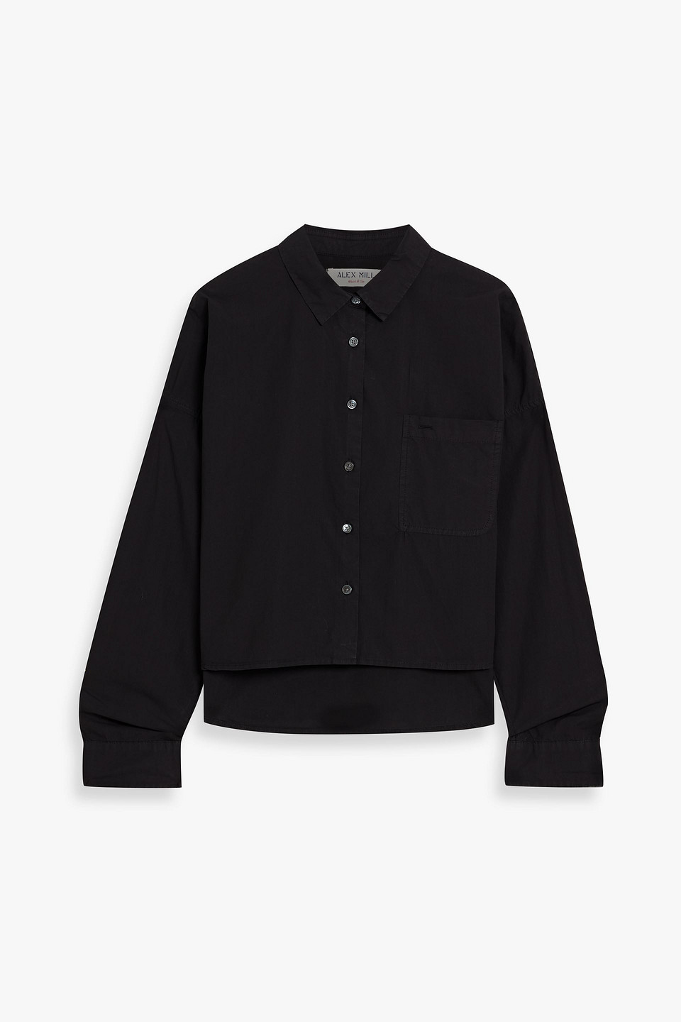 Alex Mill Gemma Cropped Cotton-poplin Shirt In Black