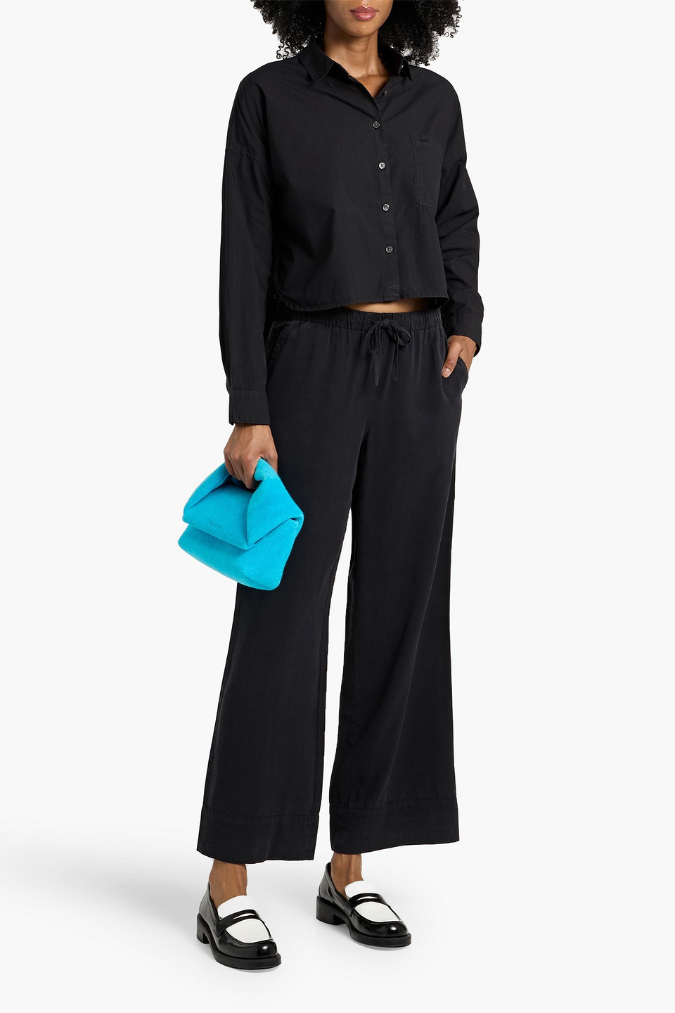 Alex Mill Gemma Cropped Cotton-poplin Shirt In Black