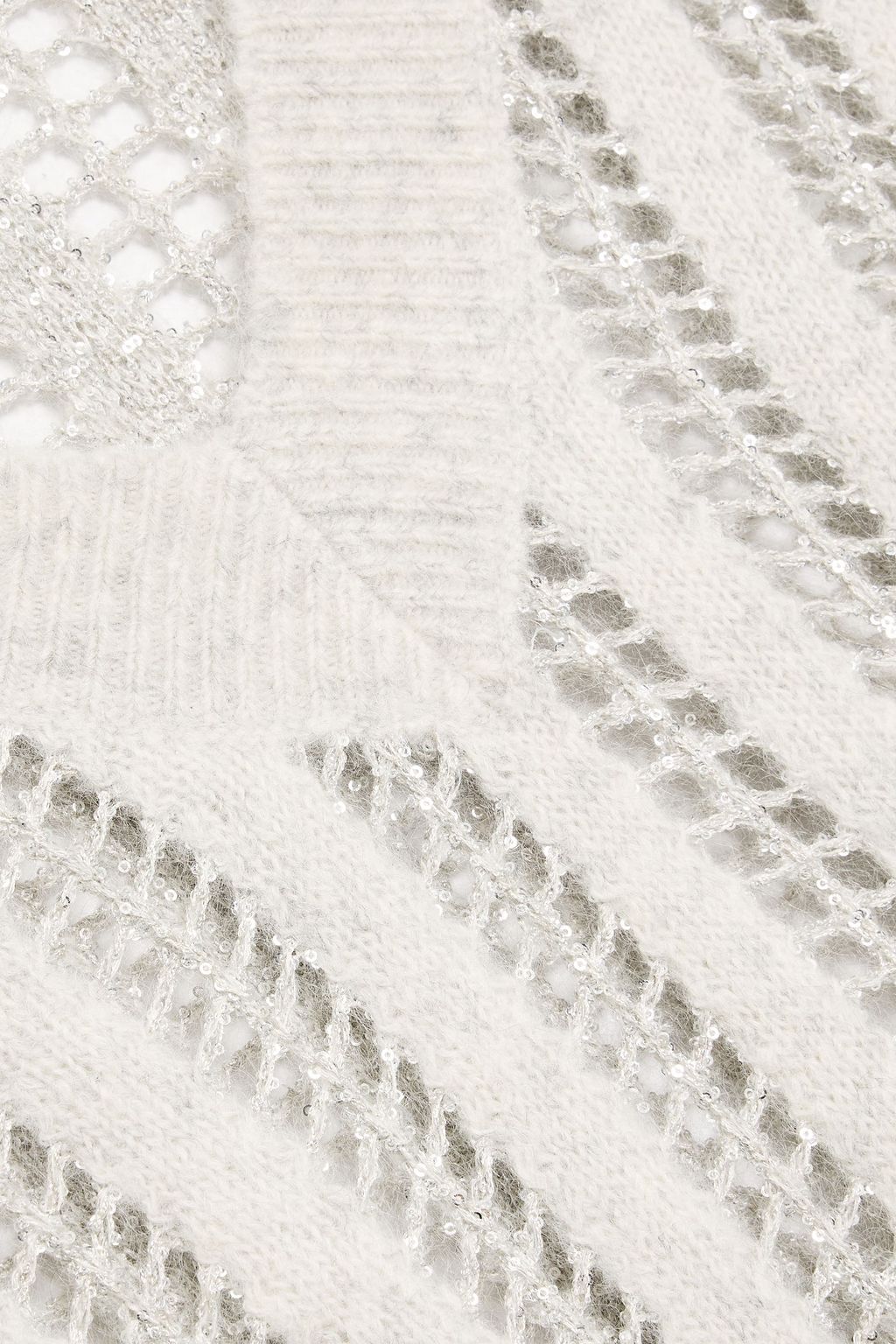 BRUNELLO CUCINELLI Sequin-embellished open-knit wool and mohair-blend sweater