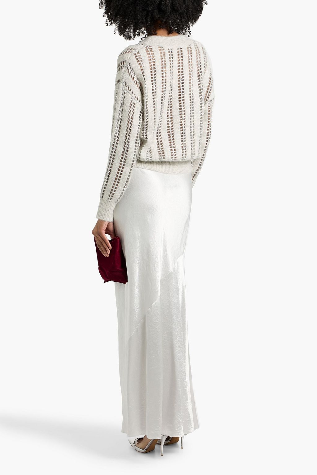 BRUNELLO CUCINELLI Sequin-embellished open-knit wool and mohair-blend sweater
