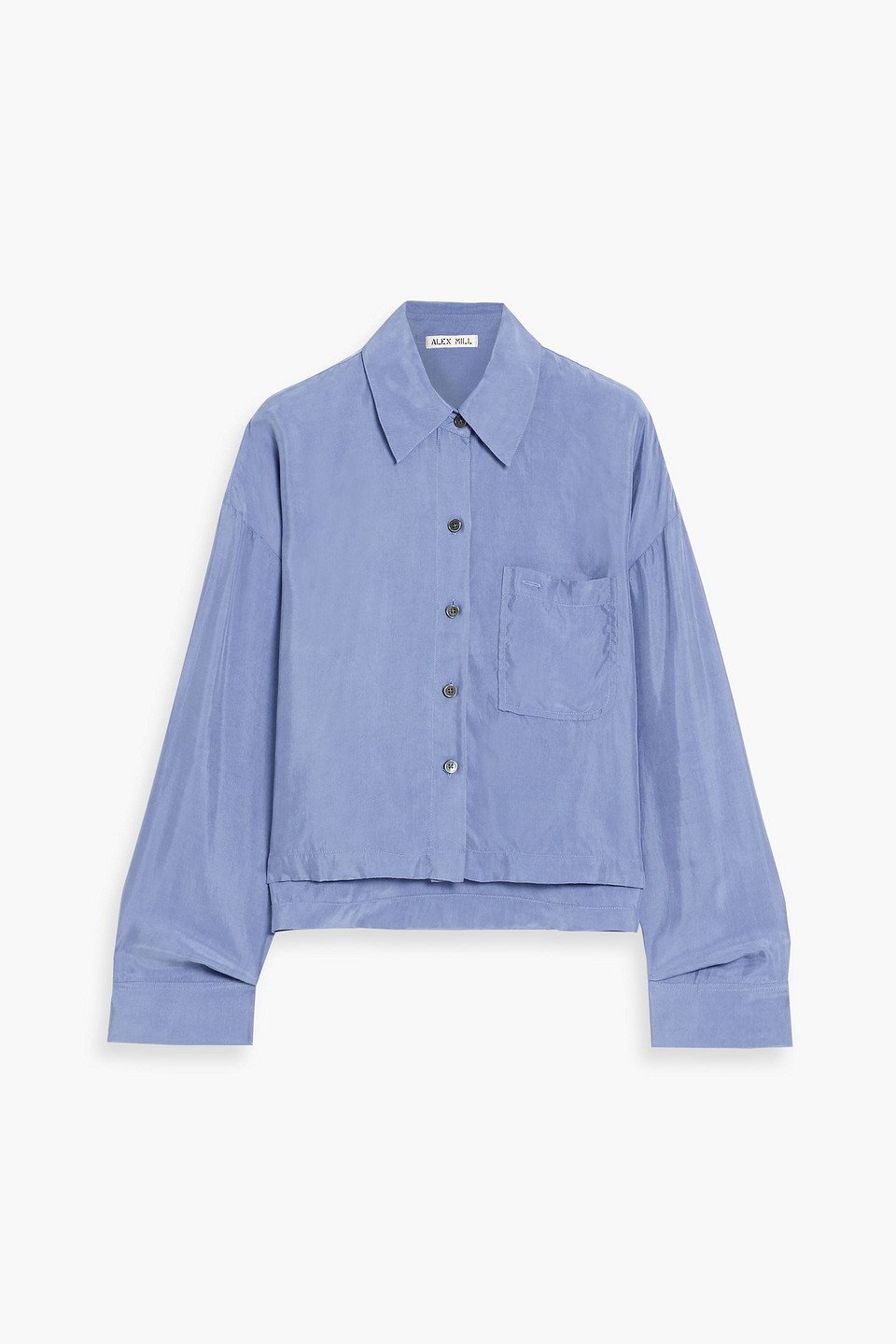 Alex Mill Gemma Cropped Cupro-blend Poplin Shirt In Blue