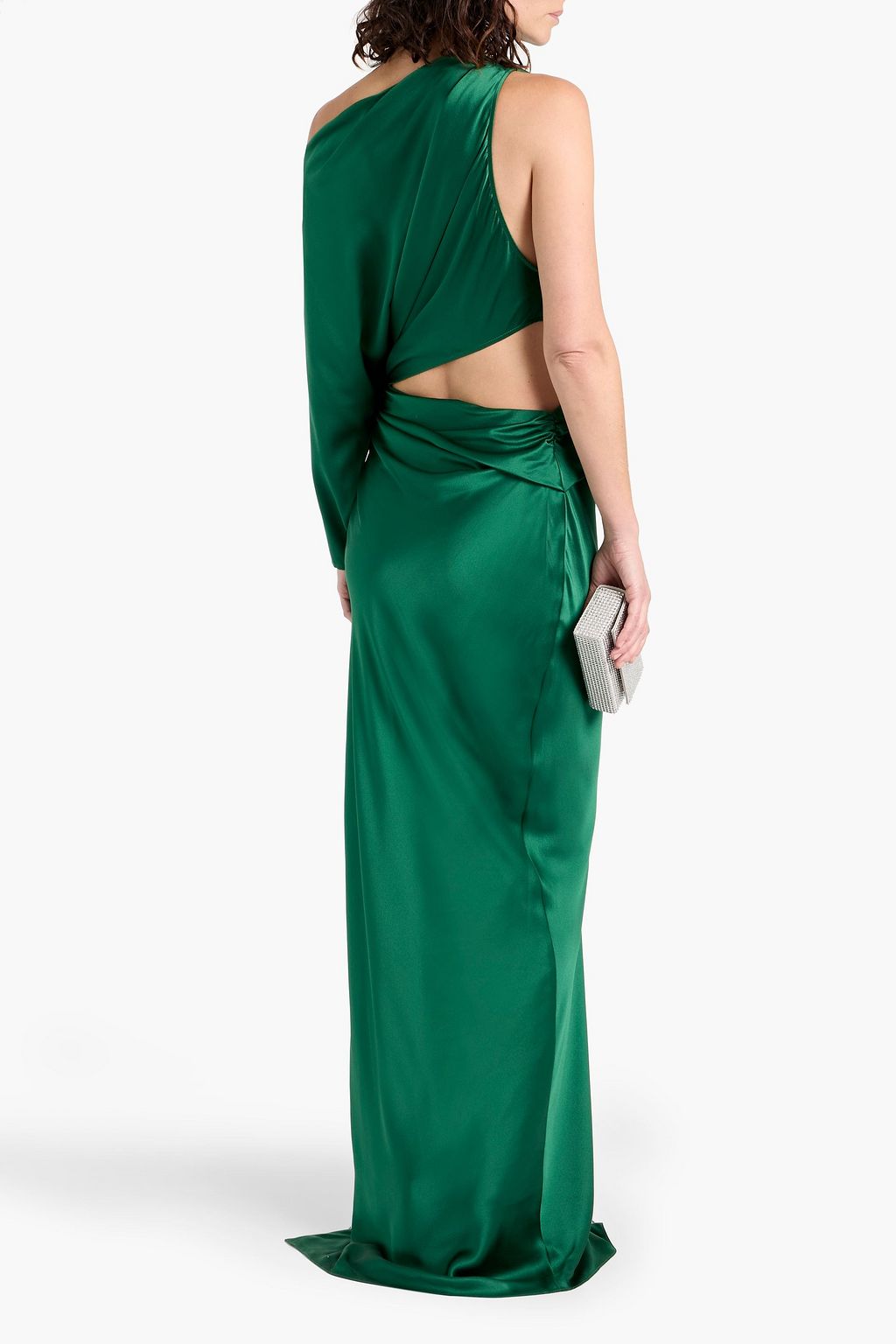 THE SEI One-sleeve cutout silk-satin gown
