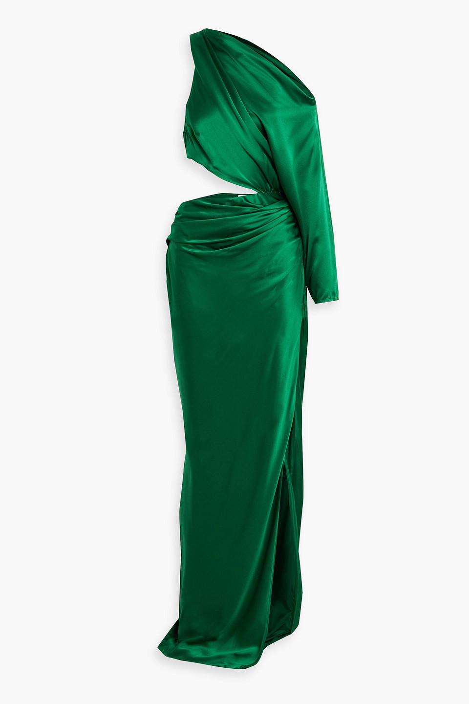 The Sei One-sleeve Cutout Silk-satin Gown In Green