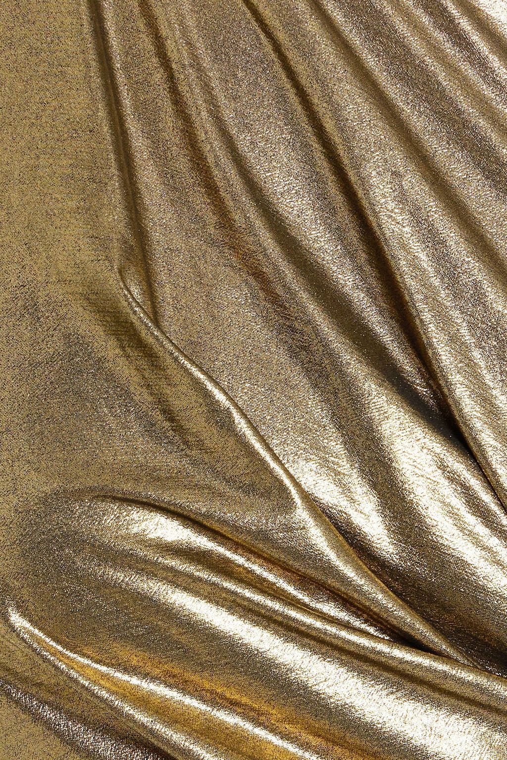 THE SEI One-shoulder cutout lamé gown