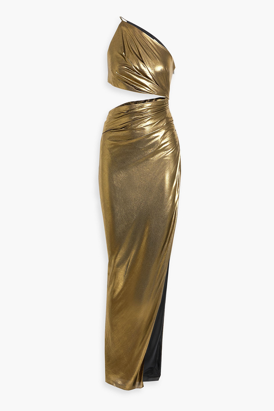 The Sei One-shoulder Cutout Lamã© Gown In Gold
