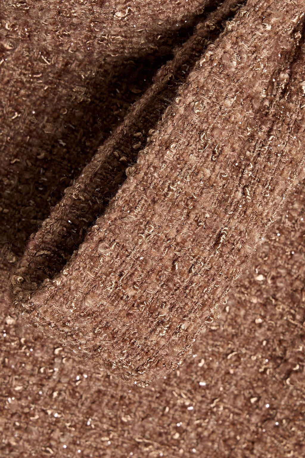 BADGLEY MISCHKA Cape-effect metallic tweed midi dress