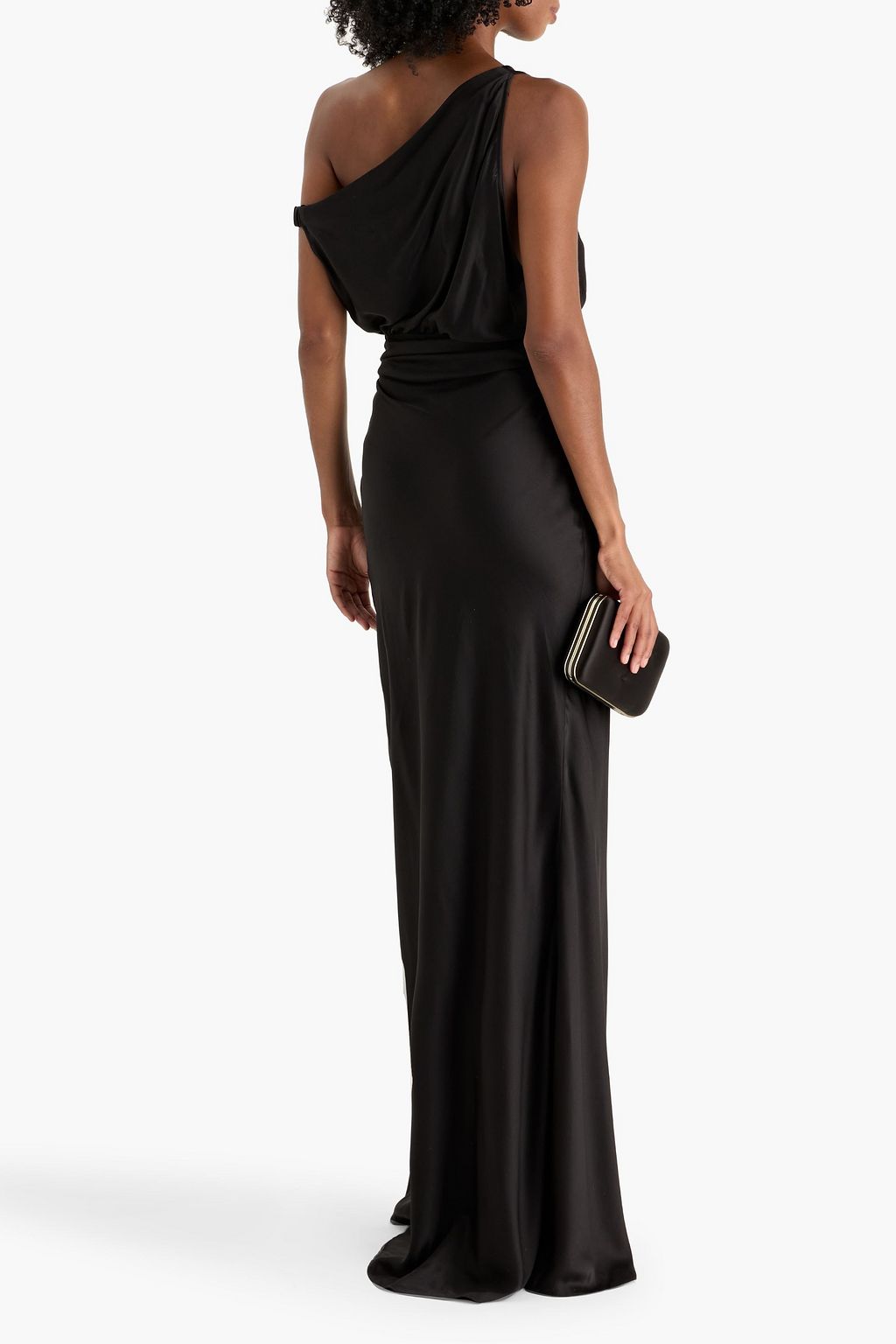 THE SEI One-shoulder draped silk-satin gown