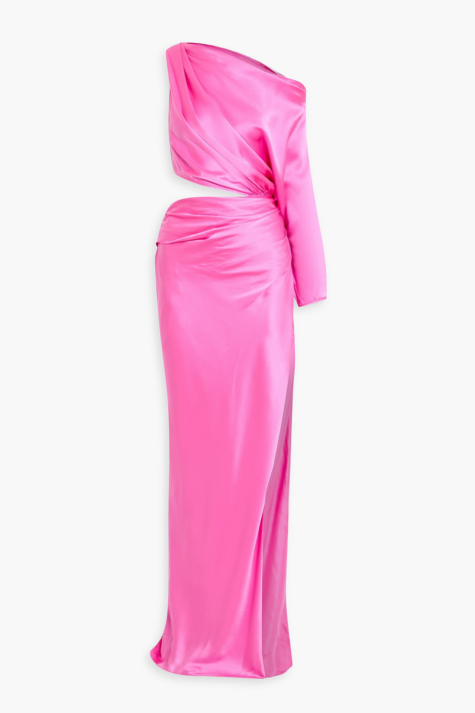 The Sei One-sleeve Cutout Silk-satin Gown In Pink