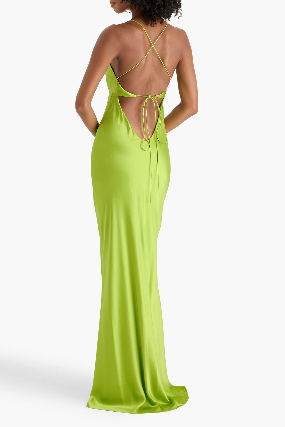 The Sei Cutout Silk-satin Gown In Green