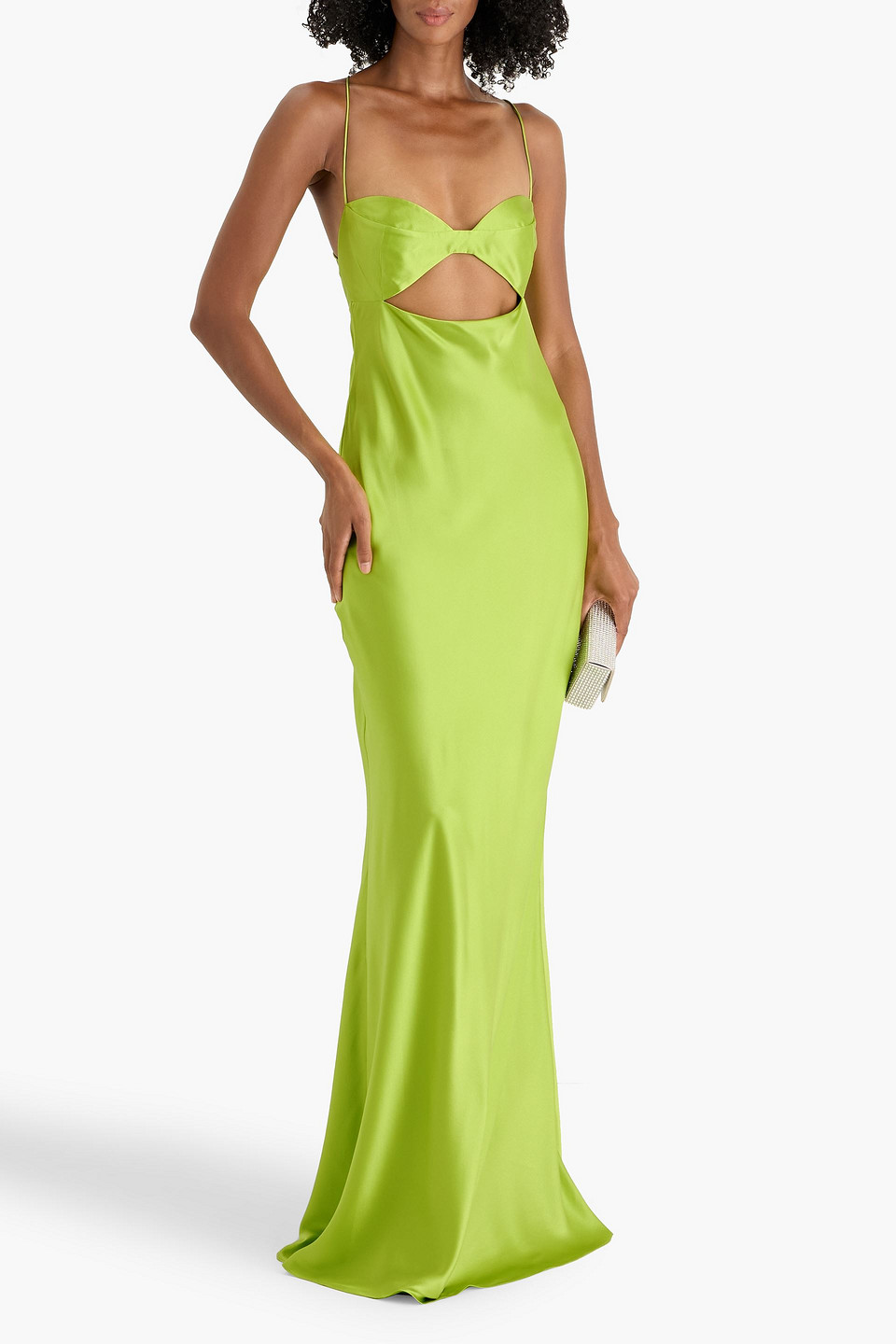 The Sei Cutout Silk-satin Gown In Green