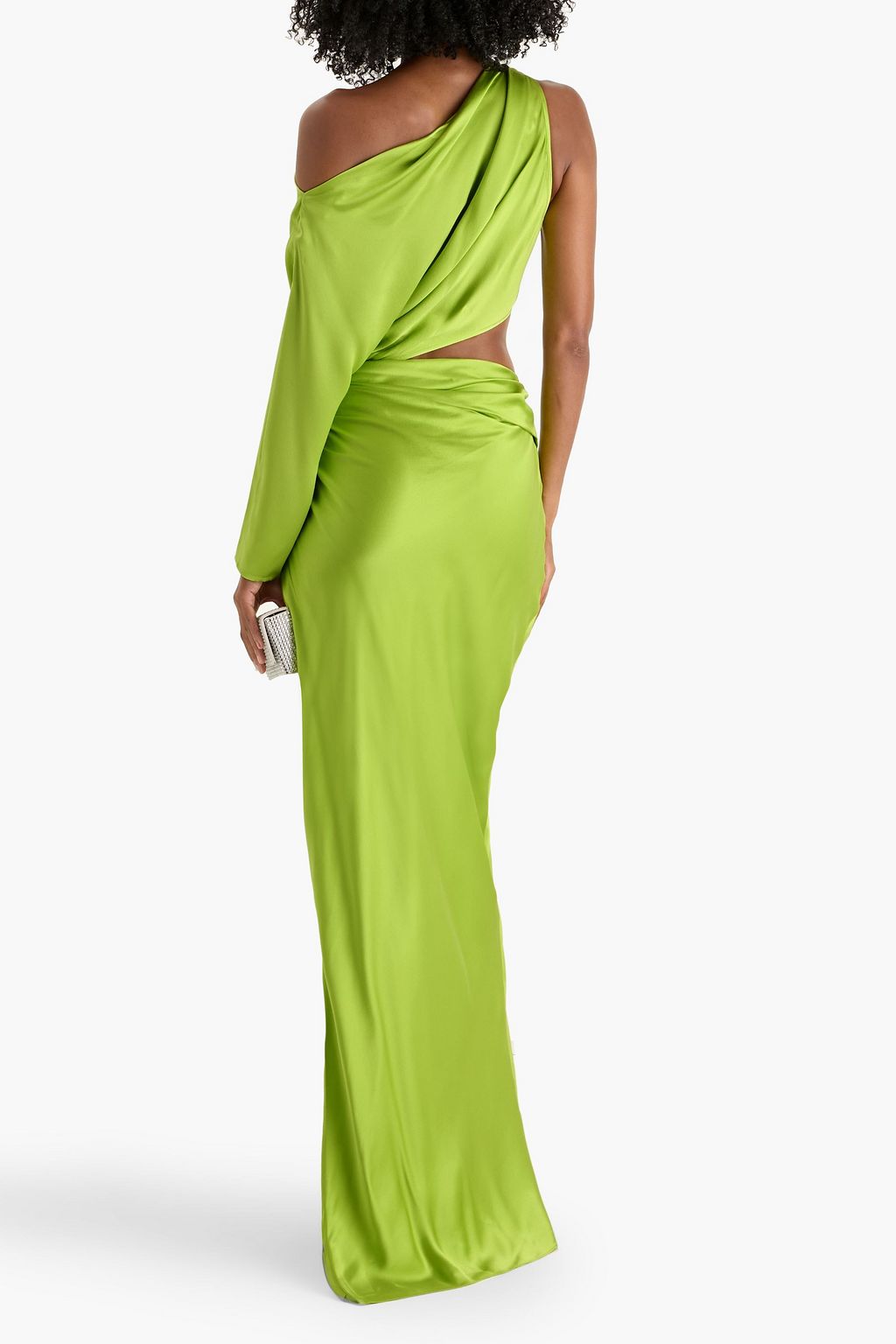 THE SEI One-sleeve cutout silk-satin gown