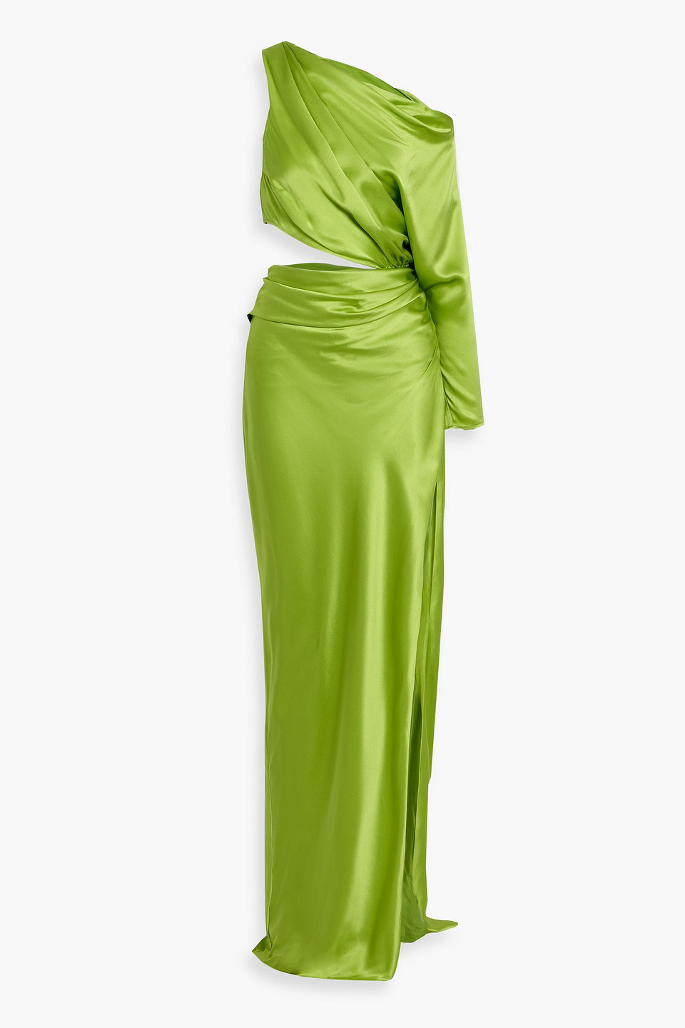 The Sei One-sleeve Cutout Silk-satin Gown In Green