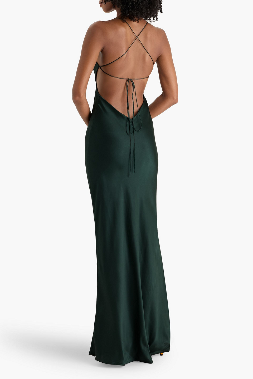 The Sei Cutout Silk-satin Gown In Green