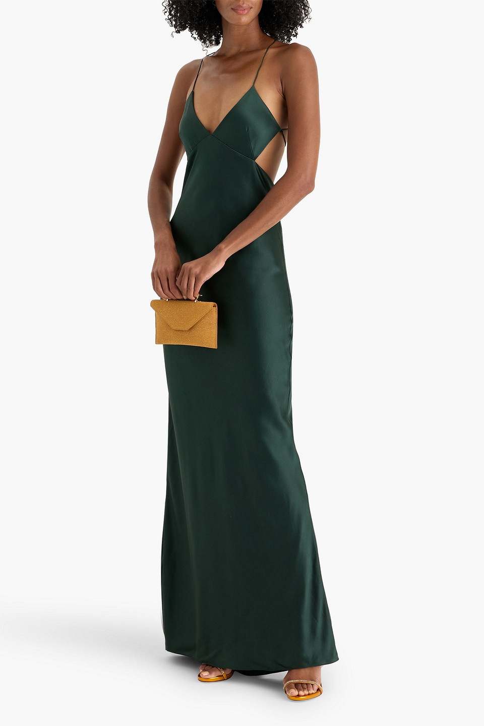 The Sei Cutout Silk-satin Gown In Green