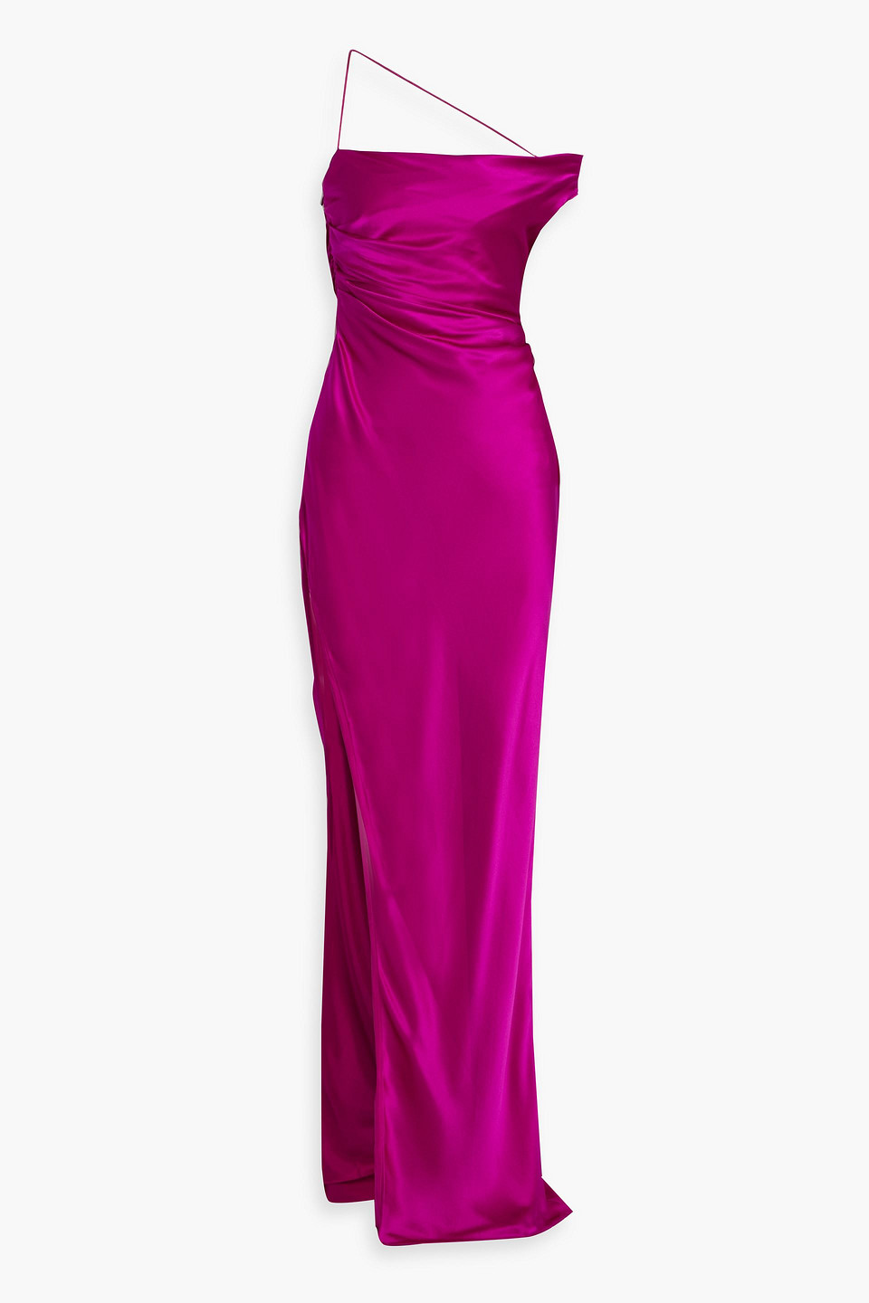 The Sei One-shoulder Draped Silk-satin Gown In Purple