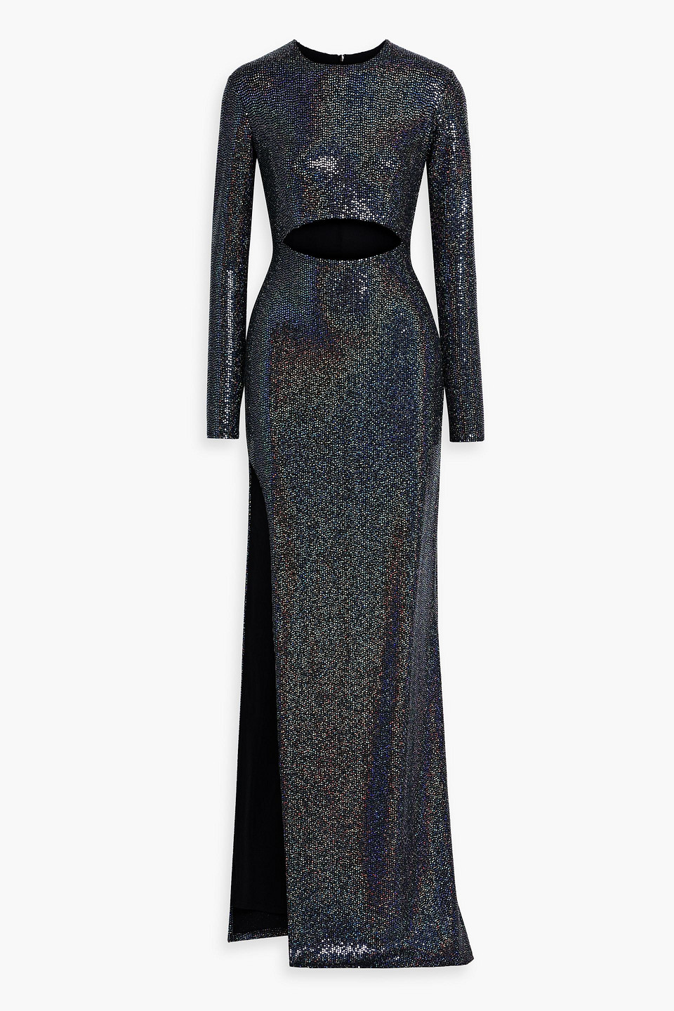 The Sei Cutout Sequined Stretch-jersey Gown In Black