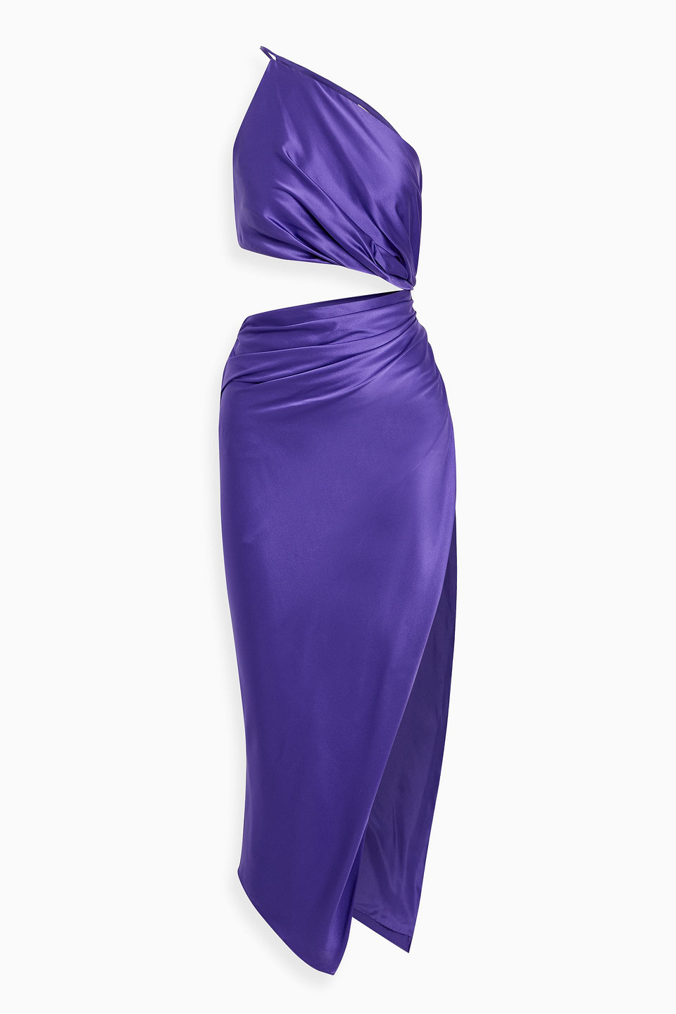 The Sei One-shoulder Cutout Silk-satin Midi Dress In Purple