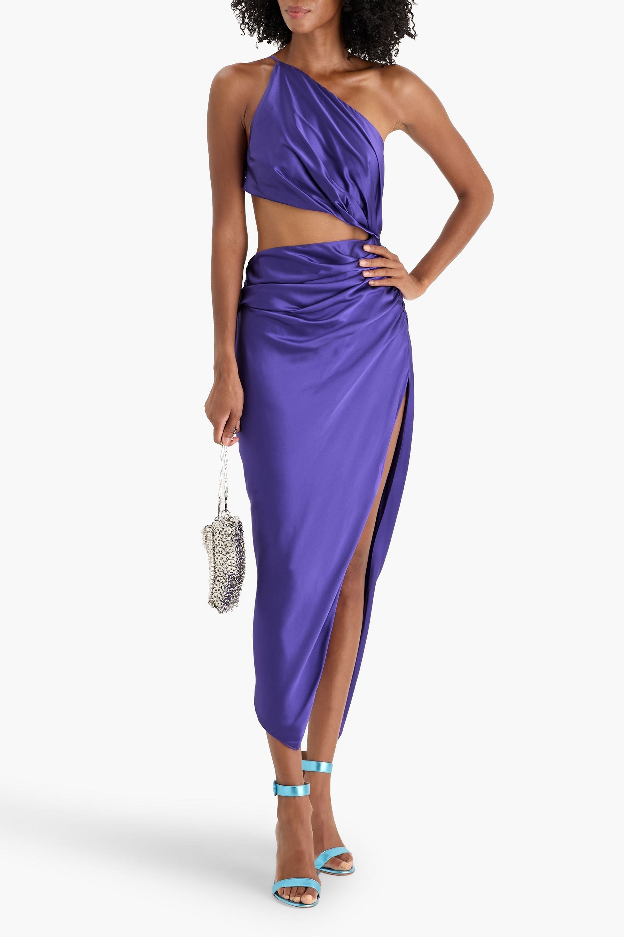 The Sei One-shoulder cutout silk-satin midi dress