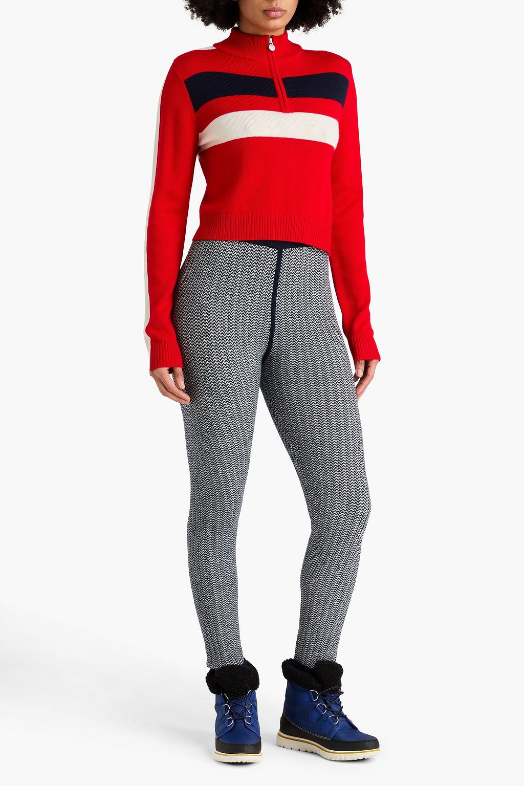 PERFECT MOMENT Mania intarsia merino wool mock-neck sweater