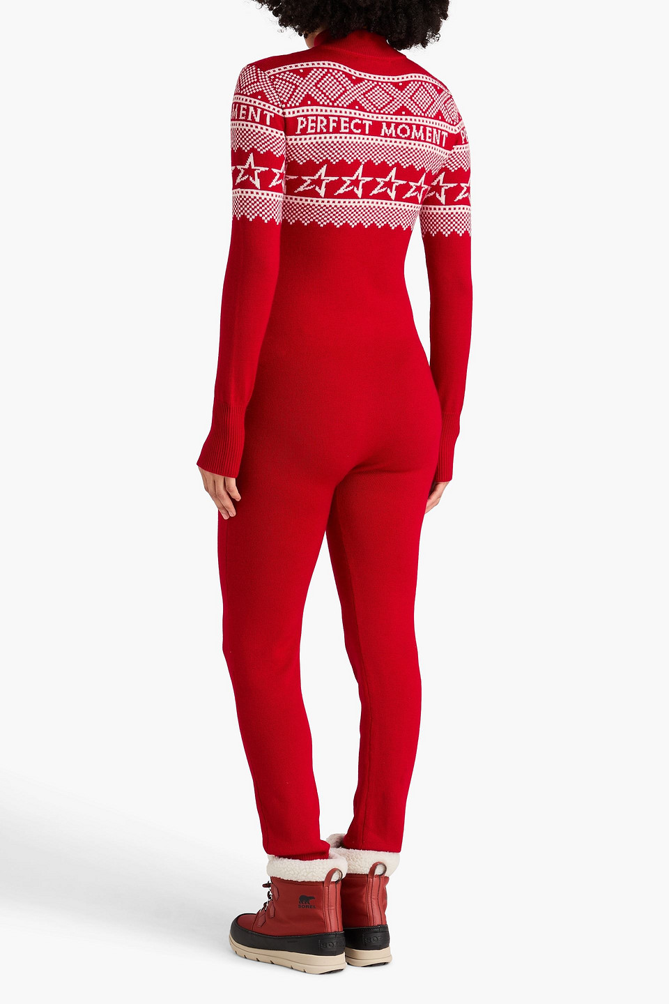  Perfect Moment - Cropped Jumpsuit „holiday“ Aus Merinowolle Mit Intarsien- Und Fair-isle-muster - Rot - L 