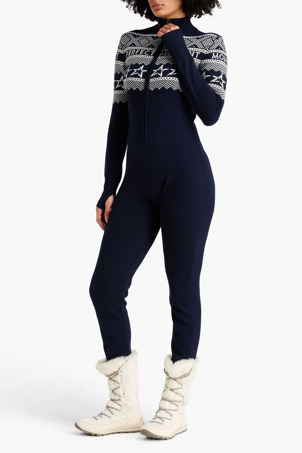 PERFECT MOMENT جمبسوت Holiday قصيرة من صوف الميرينو بحبكة Fair Isle