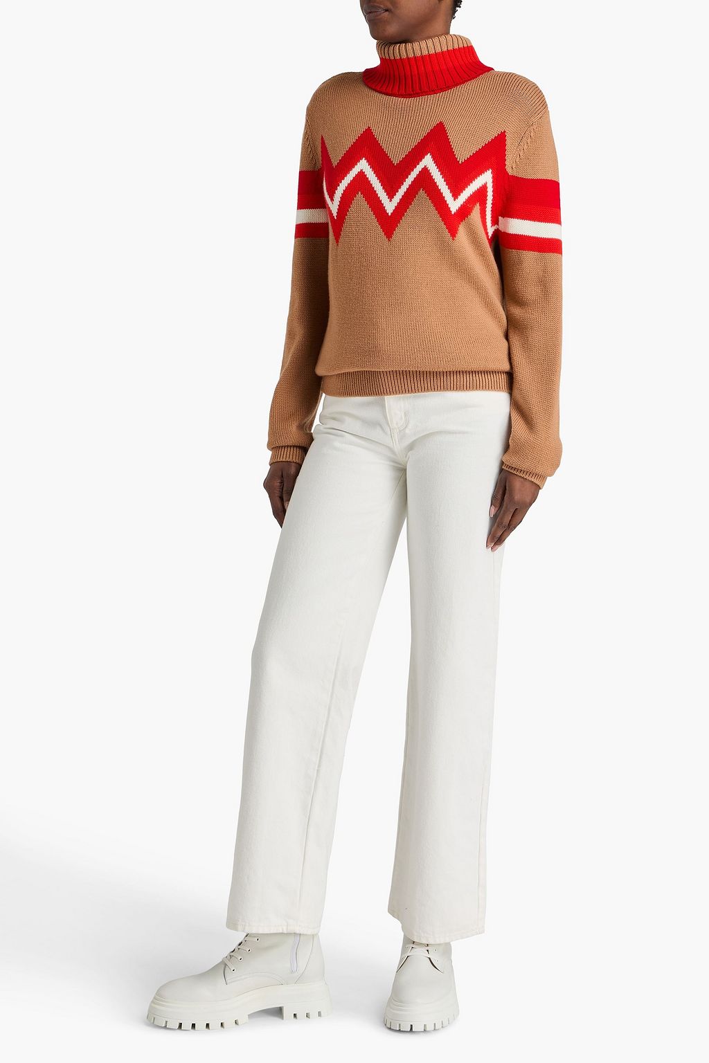 PERFECT MOMENT Alpine intarsia merino wool turtleneck sweater