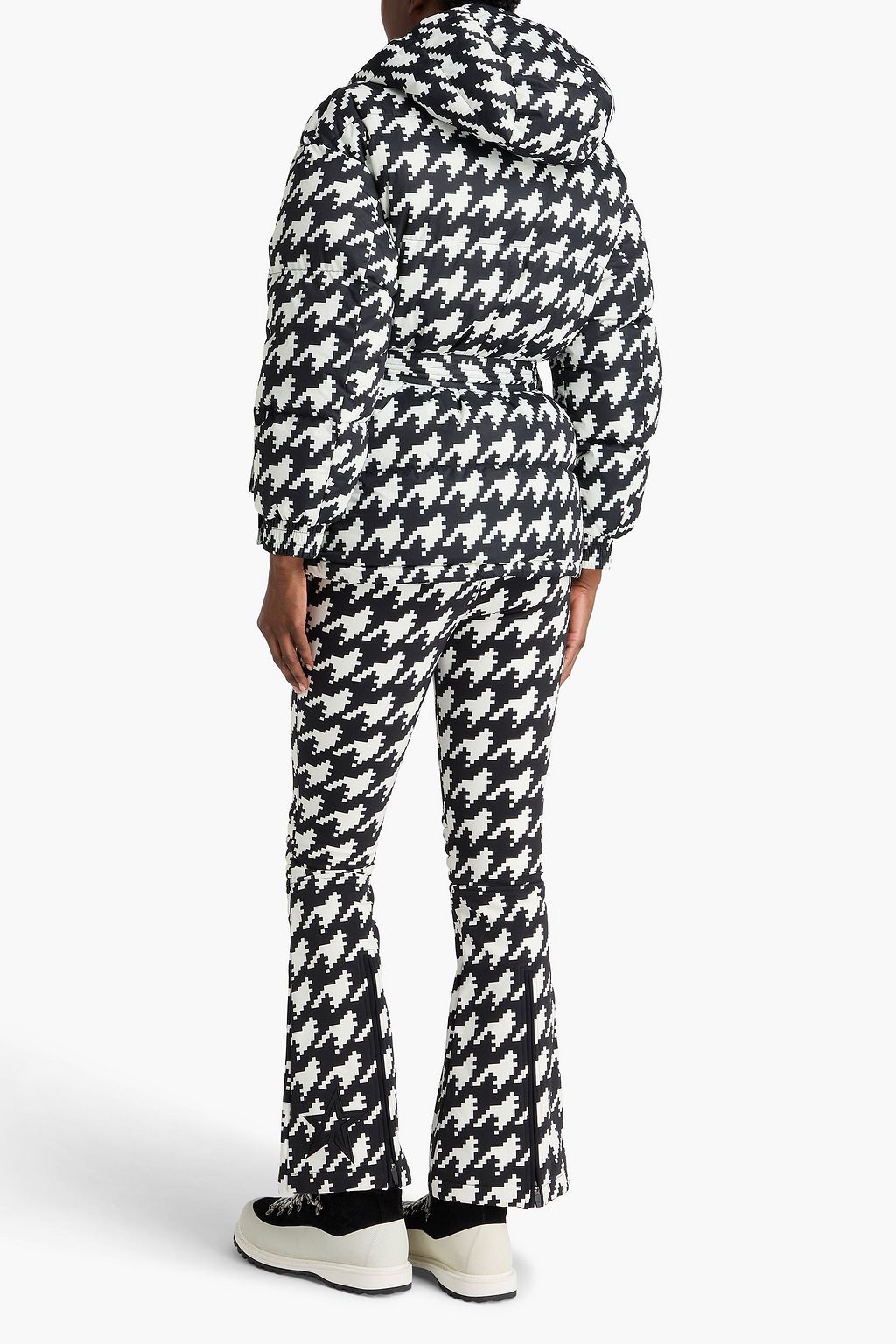 PERFECT MOMENT Houndstooth belted down ski jacket