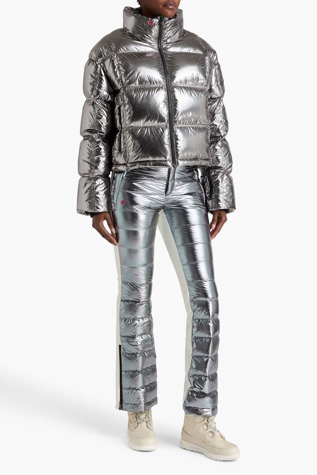 PERFECT MOMENT Nevada metallic quilted down ski jacket
