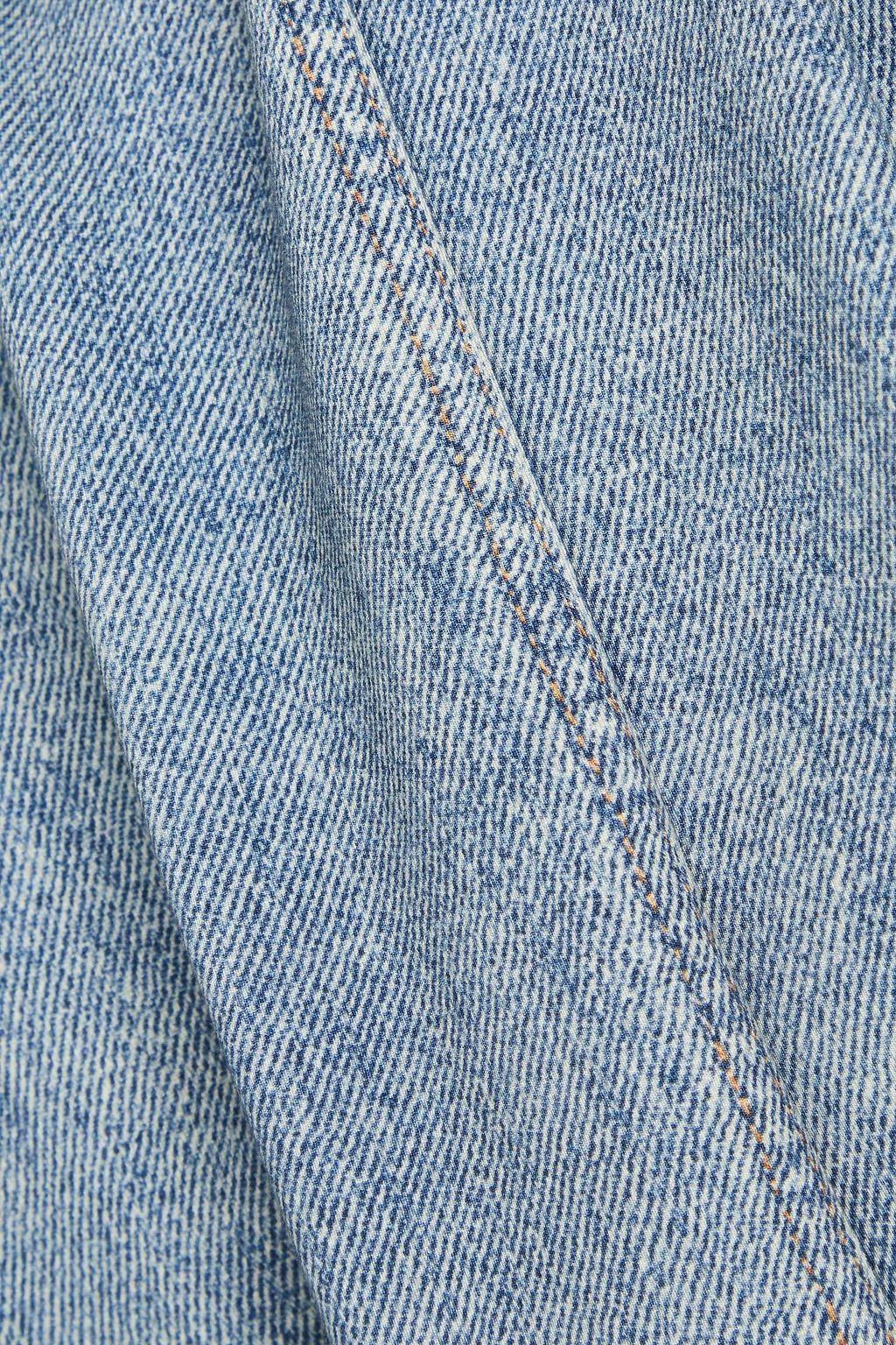 RAG & BONE فستان متوسط الطول "ميرامار" بطبعات من الدنيم مكشوف الكتف