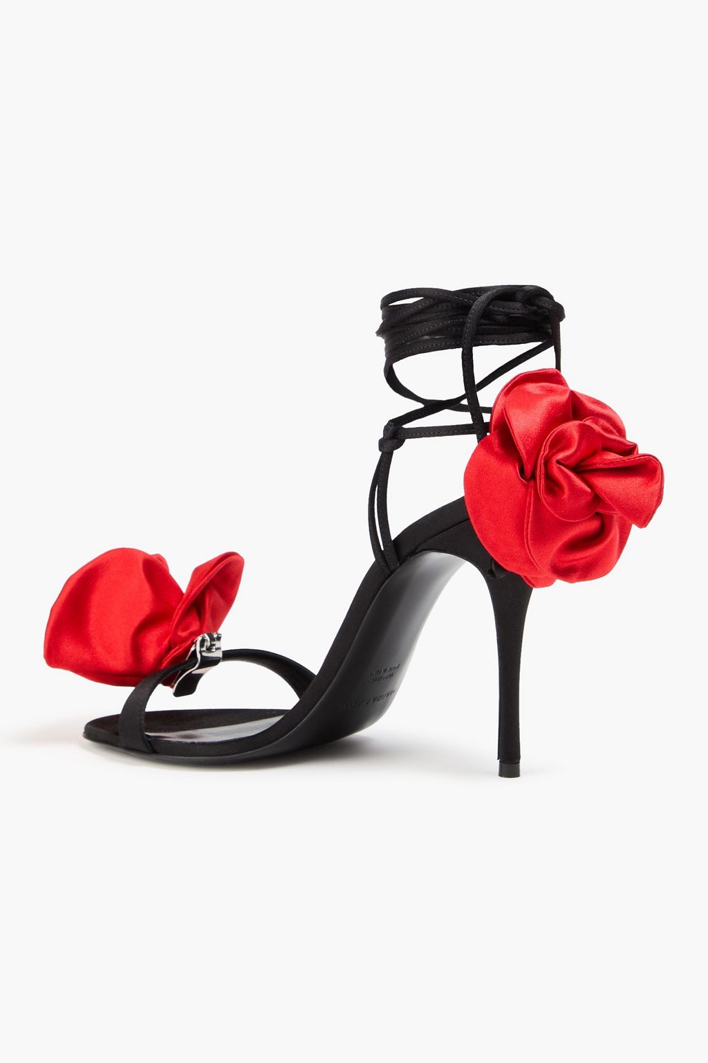 MAGDA BUTRYM Floral-appliquéd satin sandals