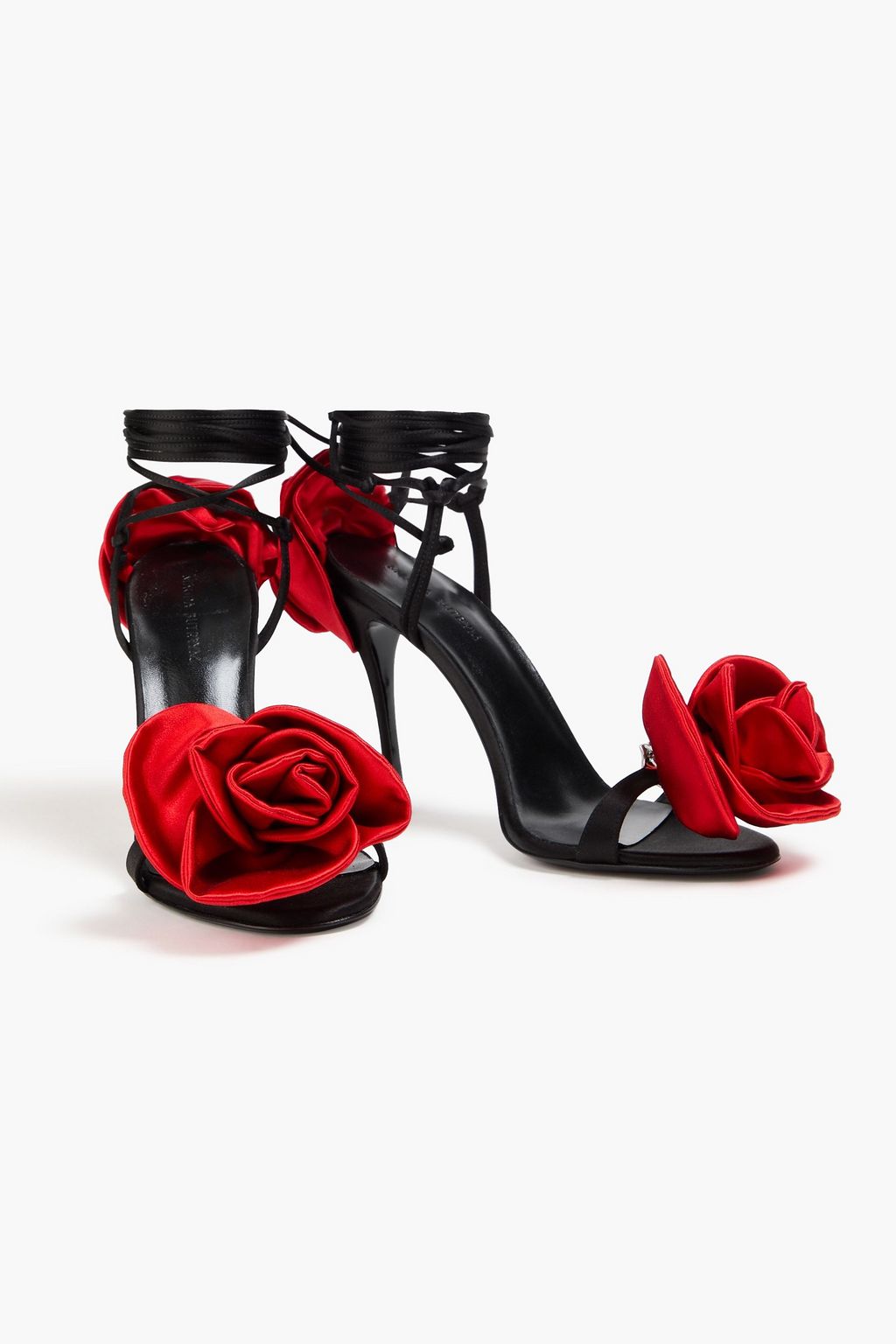 MAGDA BUTRYM Floral-appliquéd satin sandals