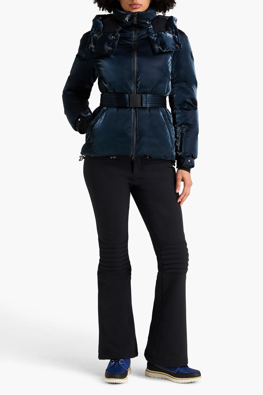 PERFECT MOMENT جاكيت تزلج "كانديسا" محشو بالزغب بقبعة ولون معدني